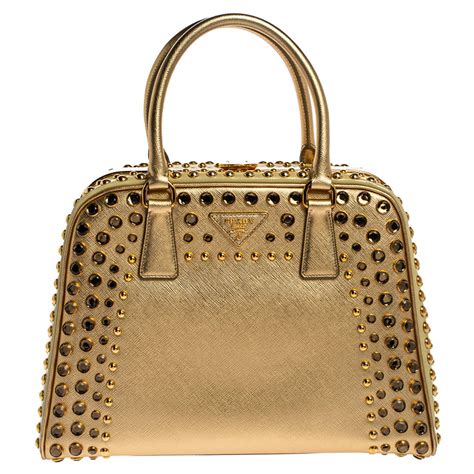 prada belle studded leather black gold|prada bag 2010.